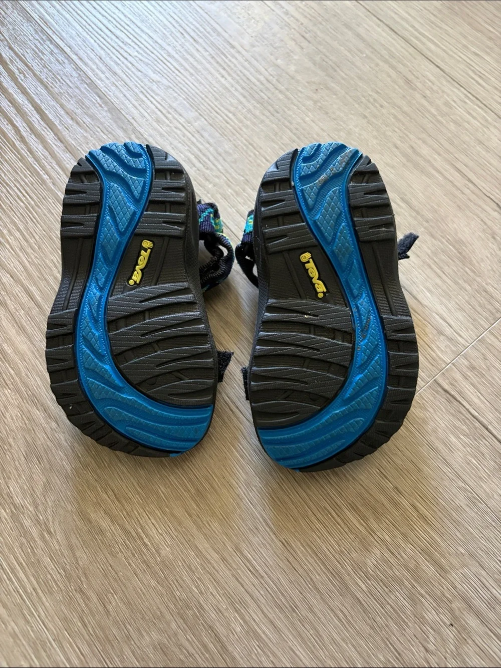 Teva Kids Black Sandals with Teal & Yellow Accents